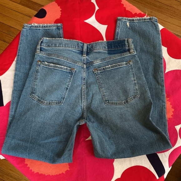 Abercrombie & Fitch The Mom High Rise Jean Sz 29 Straight Leg Frayed Hem Grunge - Picture 10 of 16